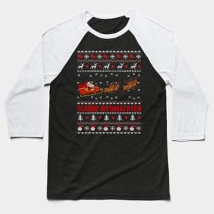 Ugly Christmas Santa Sleigh Deer Gift Baseball T-Shirt